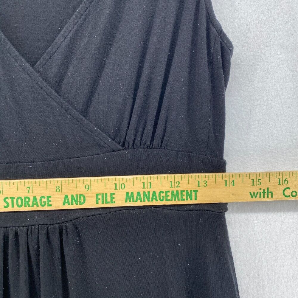 EILEEN FISHER Dress XS Stretch Rayon Jersey Surplice Tank Maxi Shirred Black USA - Picture 13 of 16